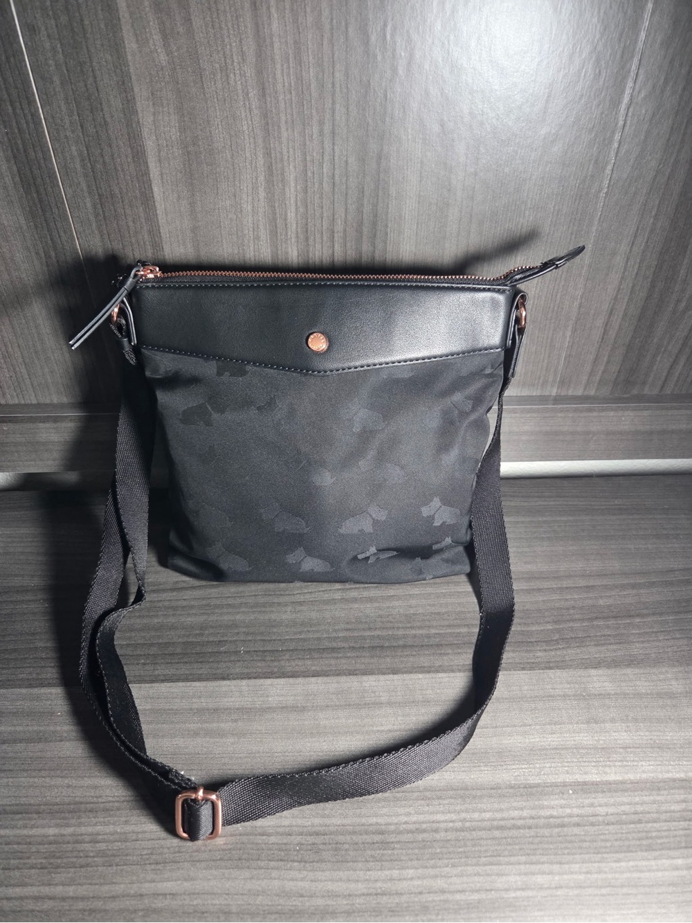 RADLEY LONDON Black Crossbody purse with Rose Gold Hardware